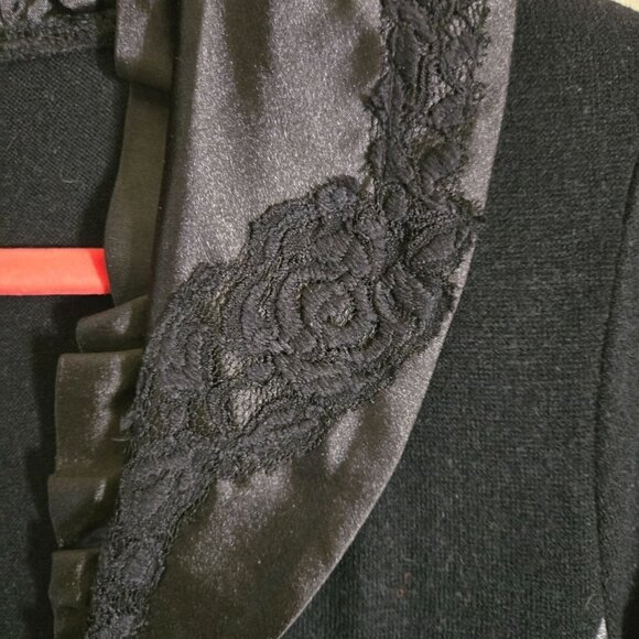 Fantazia Unique Mixed Media Long Line Exposed Zip Cardigan Sweater Size M - Picture 3 of 9